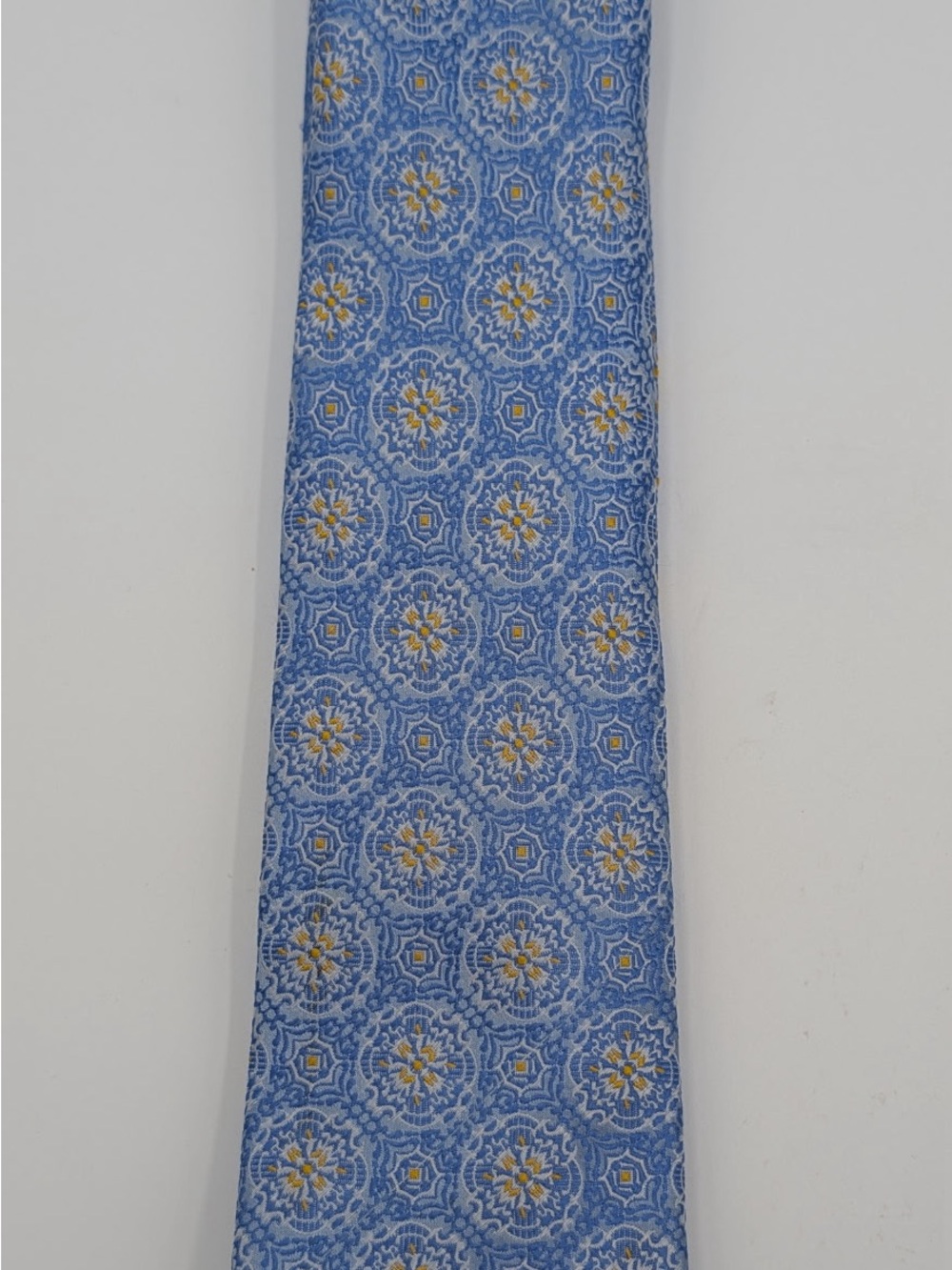 Countess Mara 100% Silk Blue Gold Medallion Floral Necktie